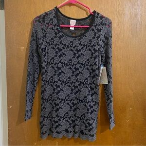 Size Small Black and grey Canyon River Blues long sleeve lace knit top